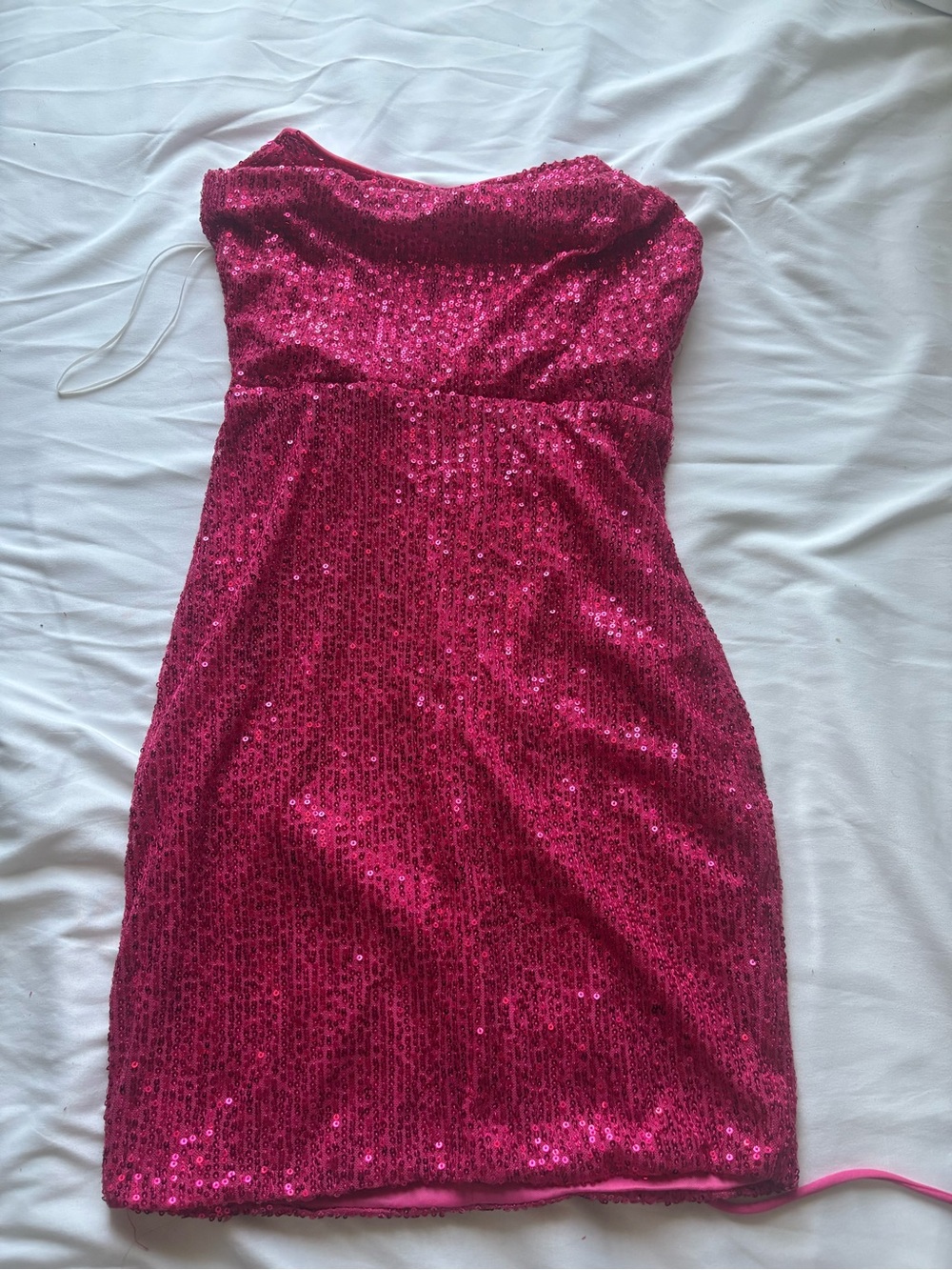 Hello Molly Strapless Fuchsia Sequin Mini Dress